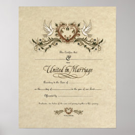 Póster Certificado de Boda Ornate "Unidos en el matrimoni