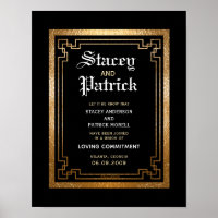 Certificado de Boda simple geométrico de oro negro