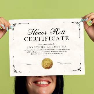Póster Certificado de cuadro de honor