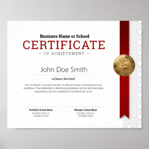 Póster Certificado de Diploma Clásico Elegante sello de f