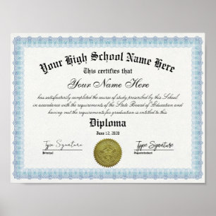 Póster Certificado de diploma de bachillerato de la escue
