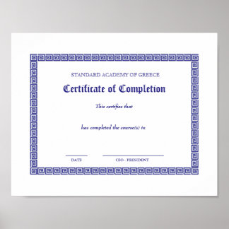 Póster Certificado de Diploma de Graduación Claves Griega