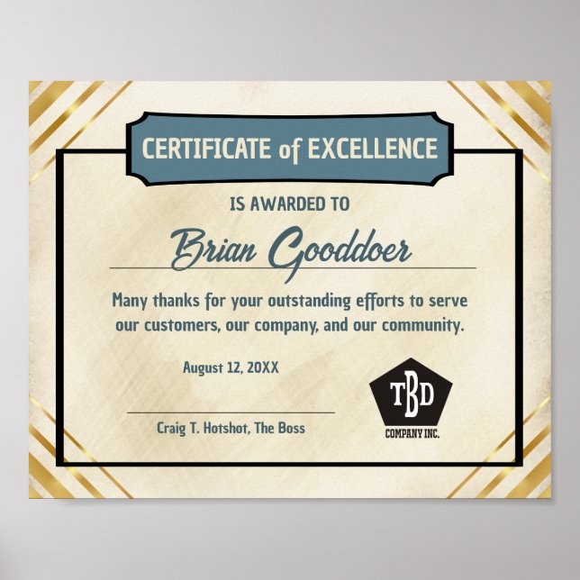 Póster Certificado de excelencia en voluntariado de emple (Frente)