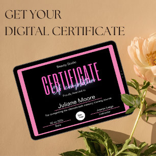 Póster Certificado De Finalización De Premios Pink Y Blac