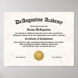 Póster Certificado de finalización para estudiantes con n