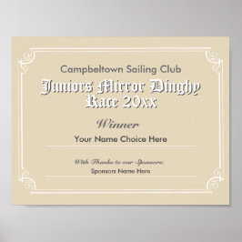 Póster Certificado de ganador de la competición de clubes