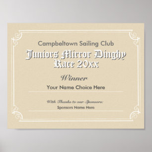 Póster Certificado de ganador de la competición de clubes