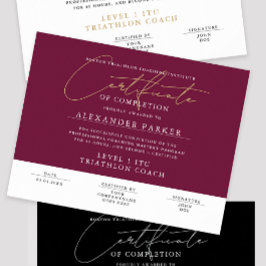 Póster Certificado de graduación de Burgundy con letra mo