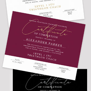 Póster Certificado de graduación de Burgundy con letra mo