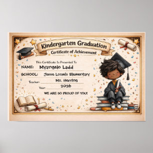 Póster Certificado de graduación de jardín de infancia di
