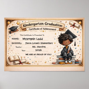 Póster Certificado de graduación de jardín de infancia di