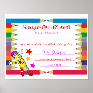 Póster Certificado de graduación de jardín de infantes im