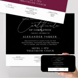 Póster Certificado de Graduado Premio Negro y Blanco Mode