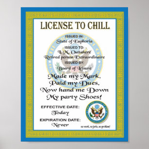 Póster Certificado de jubilación Licencia para relajarme