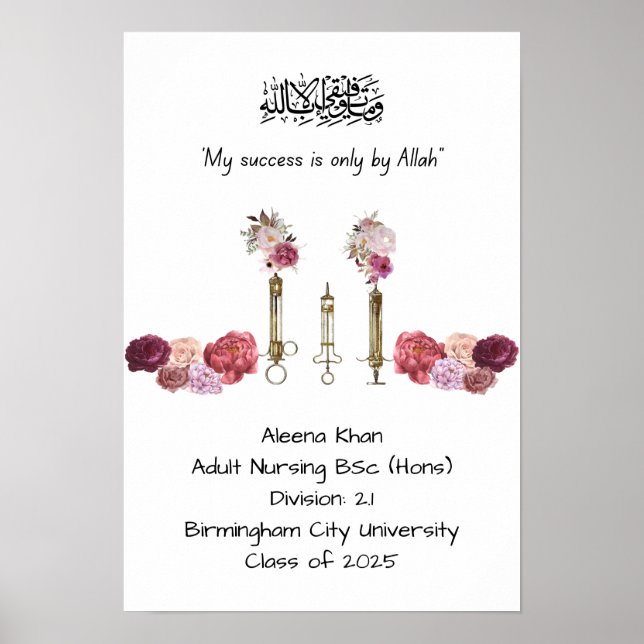 Póster Certificado de licenciatura de enfermería (Frente)