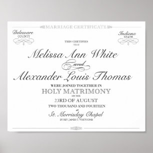 Póster Certificado de matrimonio