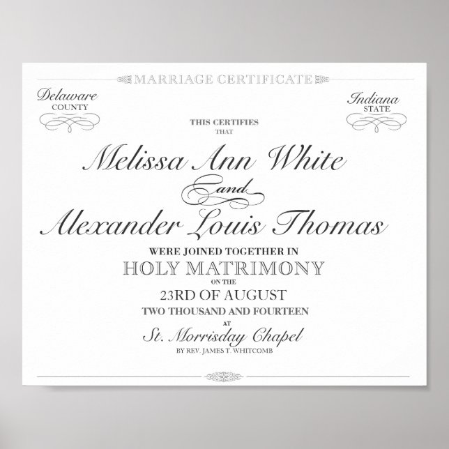 Póster Certificado de matrimonio (Frente)