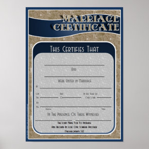 Póster Certificado de matrimonio