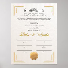 Póster Certificado de matrimonio de oro moderno instantán