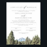 Póster Certificado de Matrimonio del Parque Nacional TETO<br><div class="desc">Este certificado de matrimonio incluye una pintura acuarela del Parque Nacional Teton. Edite con facilidad *most* frases y cambie las fuentes para que coincidan con tu ceremonia y el estilo de la pareja. Para la mejor calidad, asegúrate de usar papel mate para que las firmas no se ensucien. Este certificado...</div>