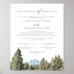 Póster Certificado de Matrimonio del Parque Nacional TETO