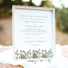 Póster Certificado de matrimonio HEIDI Mountain Wildflowe