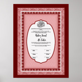 Póster Certificado de matrimonio islámico,