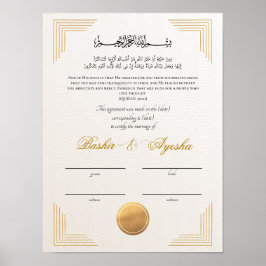Póster Certificado de matrimonio Nikkah, Personalizado mo
