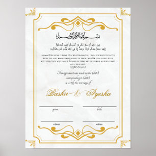 Póster Certificado de matrimonio Nikkah personalizado mod