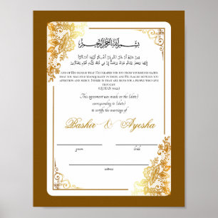 Póster Certificado de matrimonio Nikkah personalizado mod