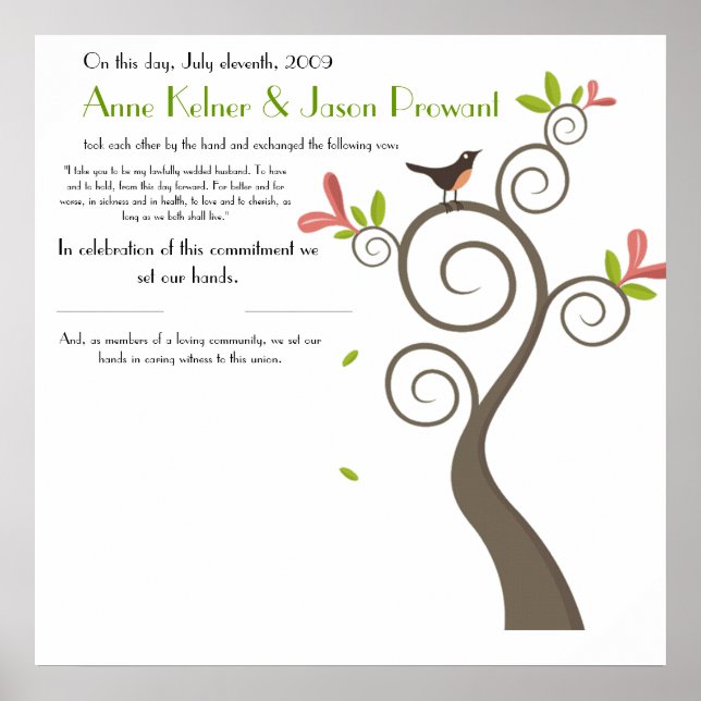 Póster Certificado de Matrimonio Quaker - Enorme (Frente)