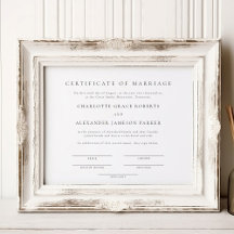 Certificado de matrimonio simple y elegante