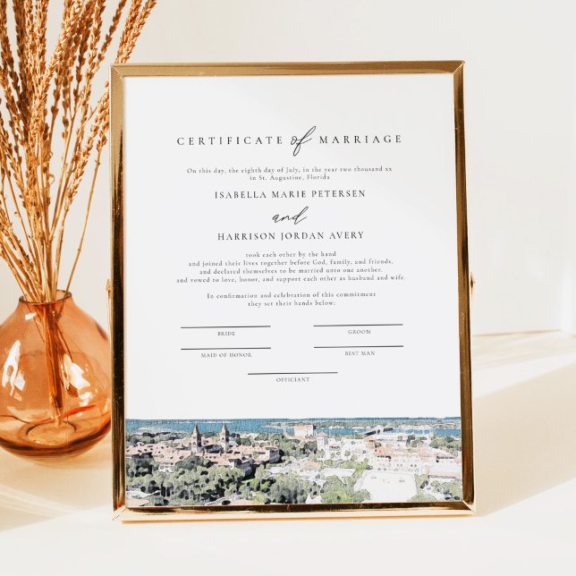 Póster Certificado de matrimonio ST AUGUSTINE Skyline Kee (Subido por el creador)