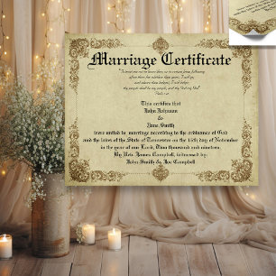 Póster Certificado de Matrimonio Vintage