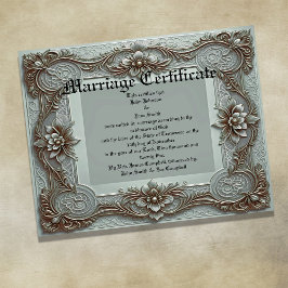 Póster Certificado de Matrimonio Vintage Azul