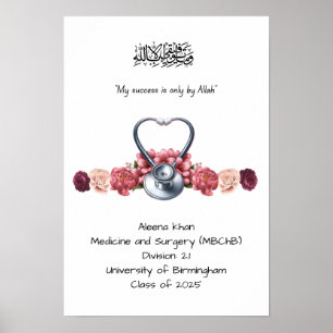 Póster Certificado de Médico de graduación