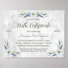 Póster Certificado de nacimiento de huella de Recién naci