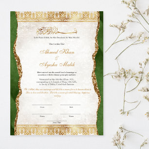 Póster Certificado de Nikkah elegante para boda islámica 