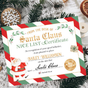 Póster Certificado de Niza aprobado por Santa Claus