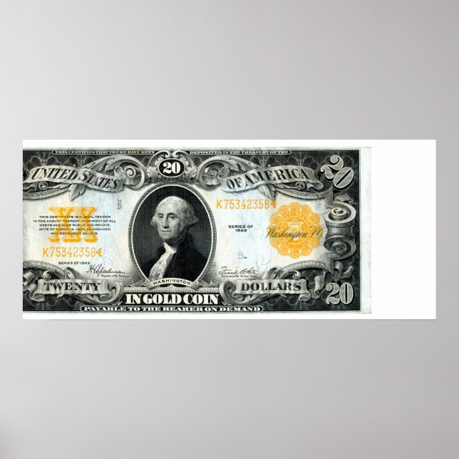 Póster Certificado de oro de Estados Unidos de 1922 (Frente)