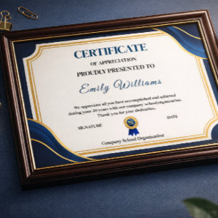 Póster Certificado de oro de reconocimiento de personaliz