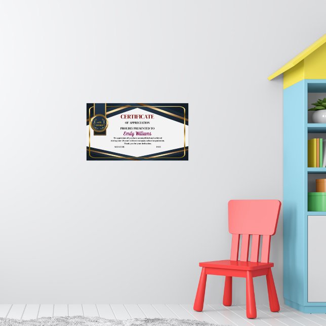 Póster Certificado de oro de reconocimiento de personaliz (Guardería 1)