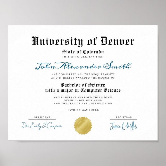 Póster Certificado de Posgrado Simple Retro de la Univers (Frente)