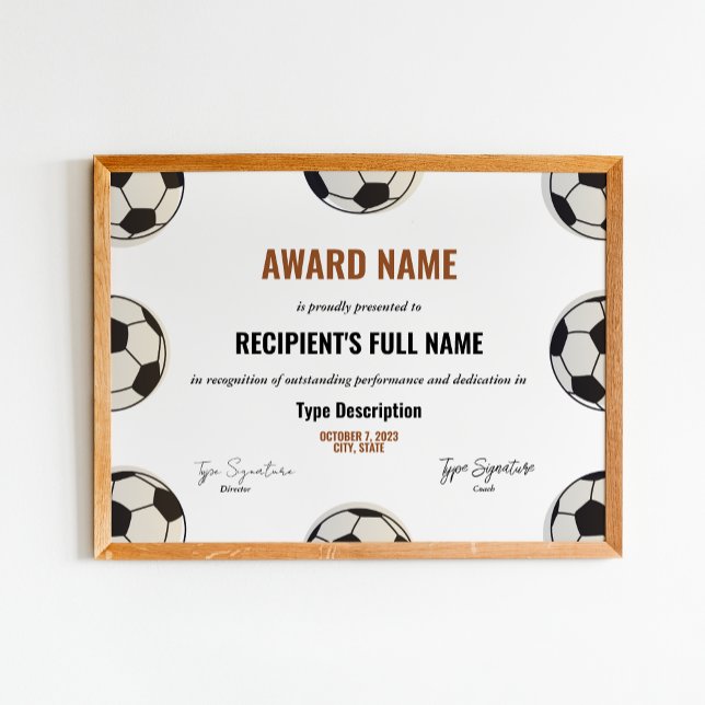 Póster Certificado de premio de fútbol, mejor reconocimie (Subido por el creador)
