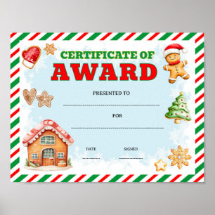 Póster certificado de premio de pan de jengibre editable