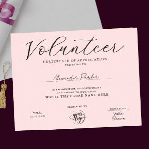 Póster Certificado de Reconocimiento de Voluntariado Simp