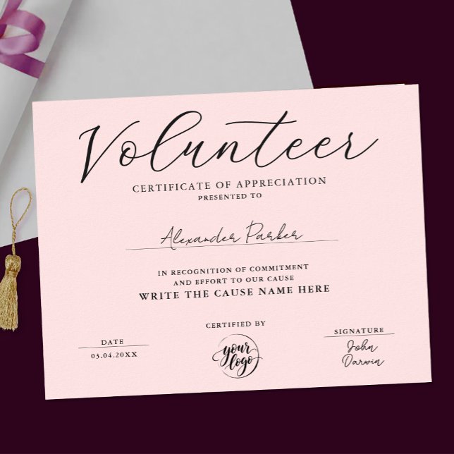 Póster Certificado de Reconocimiento de Voluntariado Simp (Subido por el creador)