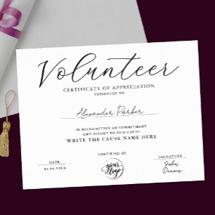 Póster Certificado de Reconocimiento de Voluntariado Simp
