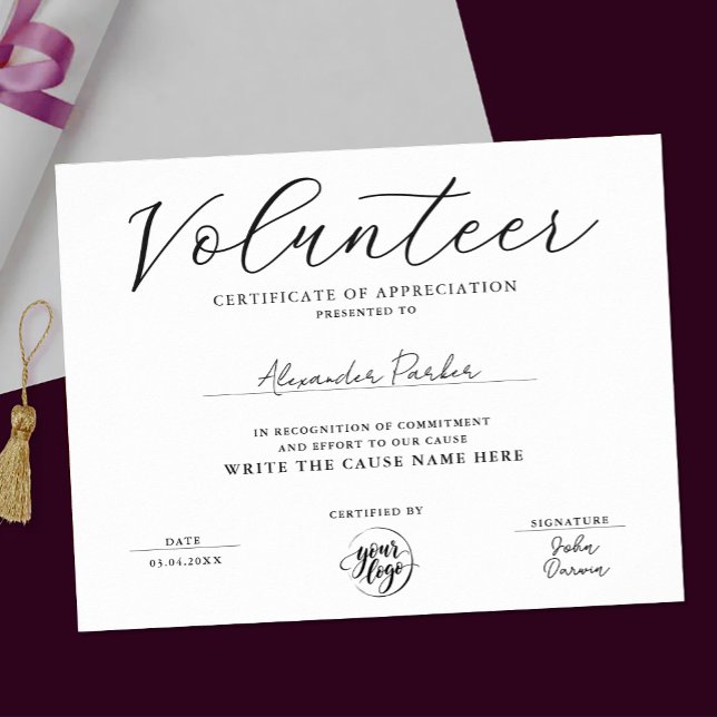 Póster Certificado de Reconocimiento de Voluntariado Simp (Subido por el creador)