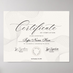 Póster Certificado de terminación, logro, diploma